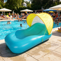 Nouvelle chaise longue gonflable en PVC OEM avec auvent, pour piscine extérieure, design pliable, transat pare-soleil, canapé aquatique, pour 1 personne, CN