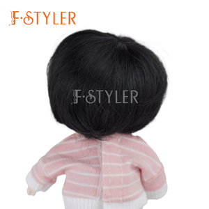 Pelucas de muñeca FStyler, <span class=keywords><strong>pelo</strong></span> negro corto <span class=keywords><strong>para</strong></span> niño, accesorios de muñeca de <span class=keywords><strong>mohair</strong></span> sintético BJD, venta al por mayor, personalización de fábrica, peluca de 3-4 pulgadas - Product Image 3