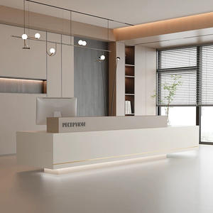 Mostrador frontal minimalista con logotipo personalizado, mostrador de recepción <span class=keywords><strong>tribesigns</strong></span> extra grande con mostrador para salón de belleza - Product Image 1