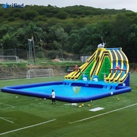 Parc aquatique gonflable commercial en PVC durable pour l'été, toboggan de piscine pour aire de jeux extérieure