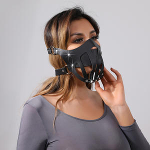 Lederen Masker Ademende Verstelbare Draagbare Bdsm Feest Nachtclub Decoratie Hoofd <span class=keywords><strong>Bondage</strong></span> Voor Volwassenen - Product Image 3