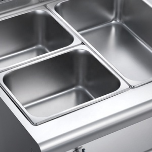 Pemanas Makanan Listrik Heavy Duty 4 Pan Bain Marie Kabinet Alas Stainless Steel Peralatan Dapur Restoran Stasiun Sup Manual - Product Image 3