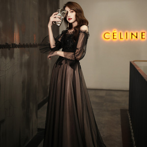 Elegant Evening Gown Women Black Off Shoulder Long Dress Empire Waistline Formal Party Banquet Dress 2026 New Style - Product Image 4