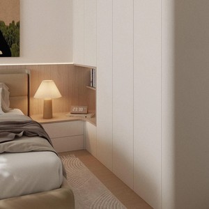 Set <span class=keywords><strong>Armadio</strong></span> e Comodino <span class=keywords><strong>per</strong></span> Bambini in Stile Crema Francese, in Truciolato Resistente, Autoportante, Salvaspazio, Grande Capacità - Product Image 5