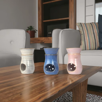 Diffuseur d'arômes en bois moderne, chauffe-cire et brûleur d'huiles essentielles vintage en céramique de haute qualité pour bougies chauffe-plat, pour la maison, le spa et l'encens décoratif