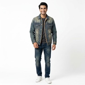 Less MOQ Trendy Jean <b>Jackets</b> Blue Black <b>Crop</b> Fall Distressed <b>Jacket</b> <b>Denim</b> Coat Plus Size Jean <b>Jackets</b> for men - Product Image 1