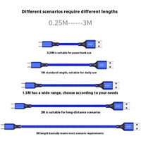 Alta calidad 0,25 M Nylon trenzado tipo C USB 2,0 Cable PVC 2.4A Cargador rápido para Samsung Compatible con ordenador de Material de cobre puro