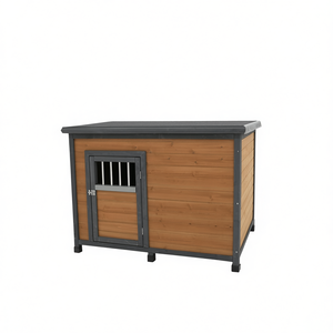 Casa para Perros Grande de Madera Sólida, 45 Pulgadas, Techo de PVC Impermeable, Refugio para Mascotas de Exterior, Estilo Clásico, Forma Rectangular, Uso en Todas las Estaciones - Product Image 1