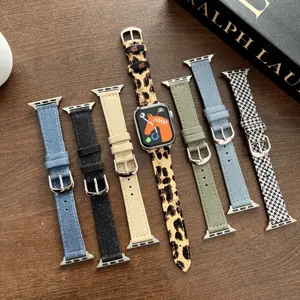 Leopard bedruckte Bänder Stoff Uhren armbänder für Apple Uhren armband Hersteller 41mm/40mm Ultra 2 Armband 49mm für Smartwatch