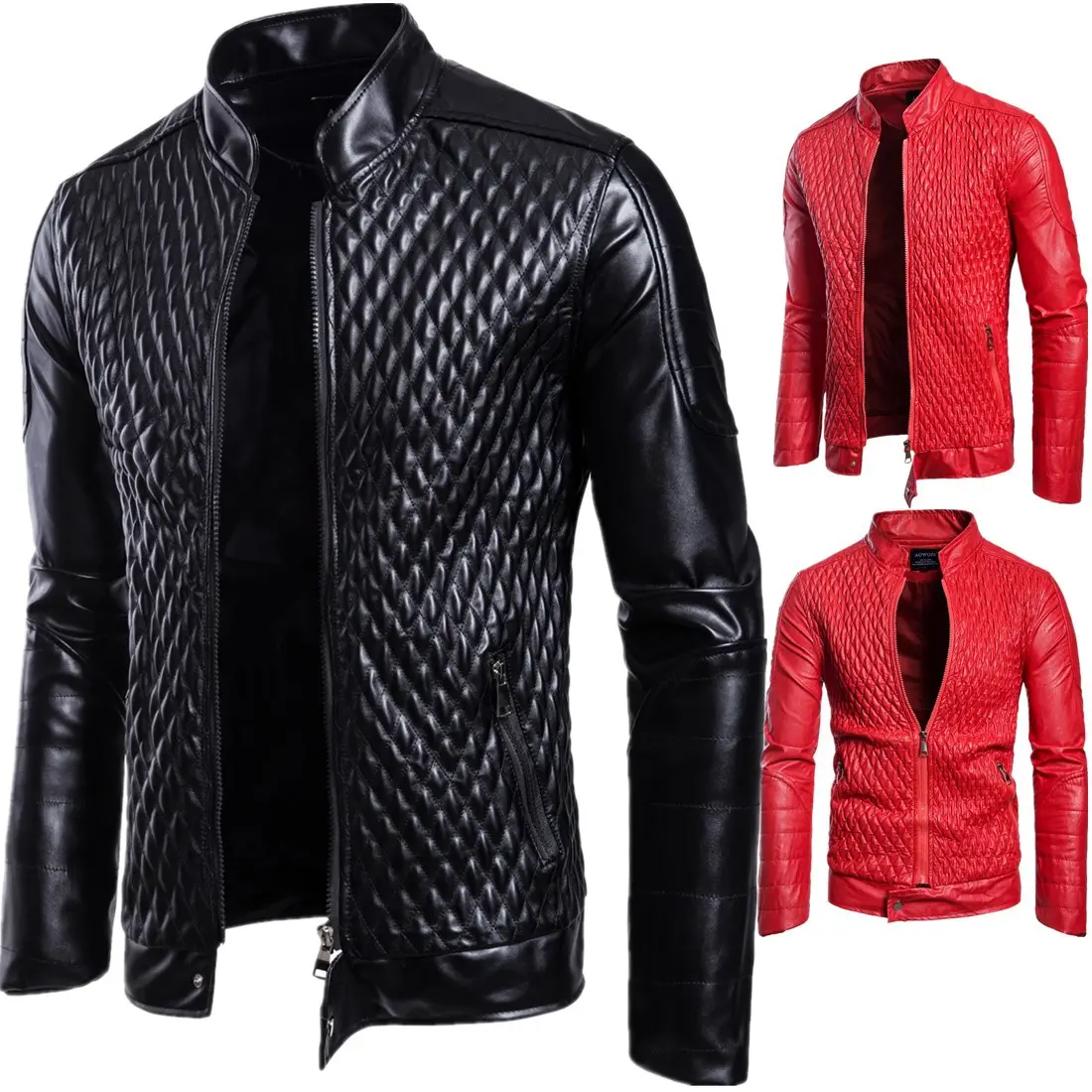 Alephan New men's leather coat autumn American coats black color plus size men leather jacket with metal zipper