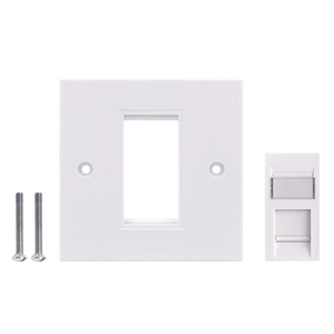 Plaque murale pour réseau <span class=keywords><strong>RJ45</strong></span> Cat6, prise simple, 1 Port avec Keystone, blanc - Product Image 1