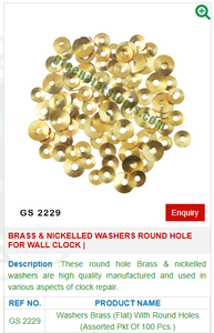 แหวนเจาะรูกลมทองเหลืองและนิกเกิลสำหรับนาฬิกาแขวนผนังและอุปกรณ์ซ่อมเครื่องประดับโดย GS 2229 Green stras Sa Pvt Ltd ใน26903 - Product Image 2