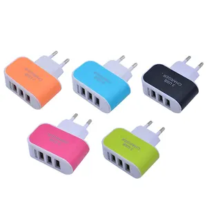 Candy Color 3 USB Ports Charger 3USB Ports Multi Power Adapter Travel Wall AC Charger EU Plug For Phone Android