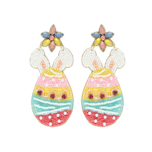 Pendientes de Conejito de Pascua Hechos a Mano con Cuentas de Semillas Variadas, Estilo Vintage, de Acero Inoxidable, con Clip de Mercurio, Joyería de Pascua - Product Image 6