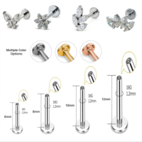 Kaishee ASTM F136 Titane de qualité implantable 16G CZ Labret Helix Tragus Boucles d'oreilles Clou Piercing Corporel Bijoux