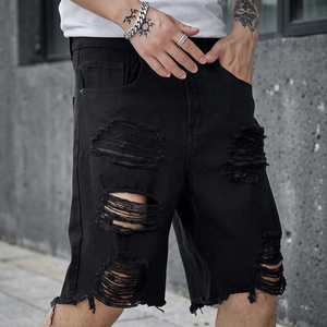 Shorts en jean vintage pour hommes, style streetwear, respirants, avec cordon de serrage, impression numérique, couleurs personnalisables - Product Image 2