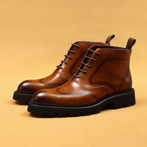 Nouvelles Bottines Homme 2025 en Cuir Véritable Lavable, Fabriquées à la Main par Goodyear, Style Rétro Intemporel, Mode Amekaki, Chaussures de Travail à Lacets - Product Image 2