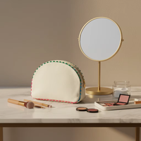 Sac de maquillage portable en toile brodée personnalisée, écologique, avec fermeture éclair, pour filles – Vente chaude en gros