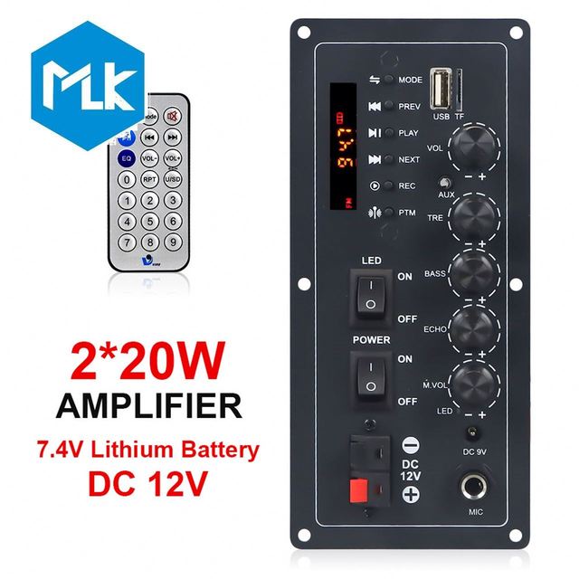 MLK TWS Audio Decoder Mini Dual Channel Power Amplifier Board with 7.4V Lithium Battery for Outdoor Use
