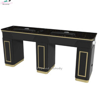 Mobilier de salon simple/double au design unique et nordique blanc et or bureau à ongles table de manucure avec accoudoir