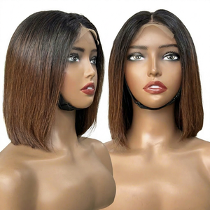 Peluca de Cabello Humano Vietnamita, Estilo Bob, Encaje Suizo Frontal, 130% de Densidad, Color Marrón, con Cabello de Bebé, Tamaño Promedio, Cabello Remy - Product Image 1