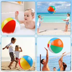 كرات شاطئ قابلة للنفخ الأكثر مبيعًا، كرات شاطئ كبيرة بألوان قوس قزح للحفلات في حمام السباحة، ألعاب حفلات الصيف لمنطقة السباحة للأطفال والبالغين