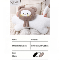 Coussin en peluche chat mignon, coussin en peluche doux, vente en gros, fabricant de jouets en peluche personnalisés, décoration de canapé et cadeaux pour enfants