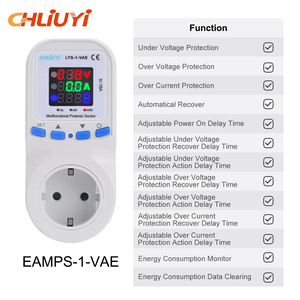 Protecteur de tension et de courant automatique 16A AC 220V avec réenclenchement, prise UE, affichage LCD, moniteur de mesure de précision classe 1.0 pour - Product Image 1