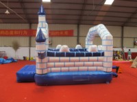 Château gonflable Nova Rides bleu et blanc, château de saut gonflable de haute qualité