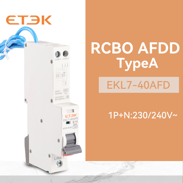 RCBO EKL7-40AFD 6KA Type a AFDD CB/CE/UKCA With Integrated RCBO Arc Fault Circuit Interrupter UK Afdd RCBO