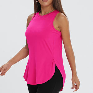 เสื้อกั๊กแขนกุดโลโก้แบบปรับแต่งได้สำหรับผู้หญิงพร้อมช่องด้านข้างสำหรับใส่เล่นกีฬาในฤดูร้อนสำหรับวิ่งโยคะ - Product Image 4