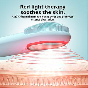 Cepillo de limpieza facial eléctrico portátil, cepillo facial de silicona de mano, removedor de maquillaje de vibración impermeable para pieles sensibles - Product Image 3