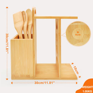 منتجات جديدة لعام 2026: أدوات طهي من الخيزران 3 قطع - مجموعة أدوات طهي عضوية من الخيزران مع رف للتوابل - Product Image 2