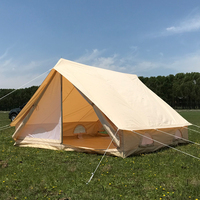 Tente cabane en toile de coton imperméable et anti-moisissure Glamping Luxury Folding Cotton Double doors Family House Tent for wild camping