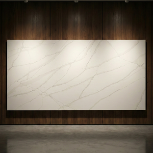 Encimera de Cuarzo Artificial de 30 mm, Tamaño Súper Jumbo, Color Gris Pulido con Vetas Fluidas, Personalizada de Fábrica, para Mostrador de Recepción de Bar Comercial - Product Image 6