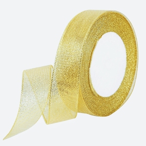 Pita metalik emas/perak 1 inci 25yard/rol pita perak Bling kualitas terbaik untuk dekorasi pengemasan hadiah Natal - Product Image 1