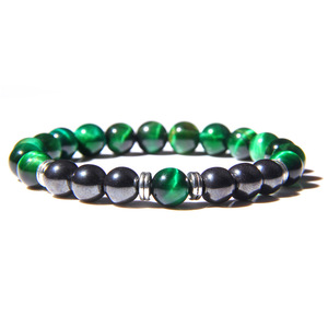 Pulsera de cuentas de hematita con ojos de tigre verde azul para <span class=keywords><strong>hombre</strong></span> y mujer, brazalete de cuentas de vidrio turquesa elástico, <span class=keywords><strong>2022</strong></span> - Product Image 3