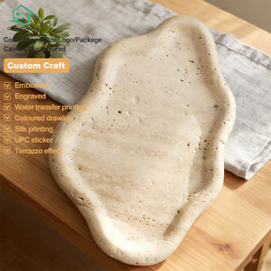 Современный арт-деко травертин Многофункциональный ручной работы домашний декоративный лоток для хранения ювелирных изделий - Product Image 2