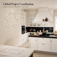 Lemari Dapur Modern Joysource Classic White Raised Panel dengan Papan Melamin untuk Proyek Apartemen dan Wastafel