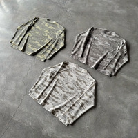 T-shirt en coton épais personnalisé avec impression intégrale camouflage, manches longues gaufrées, style streetwear – Fabricants