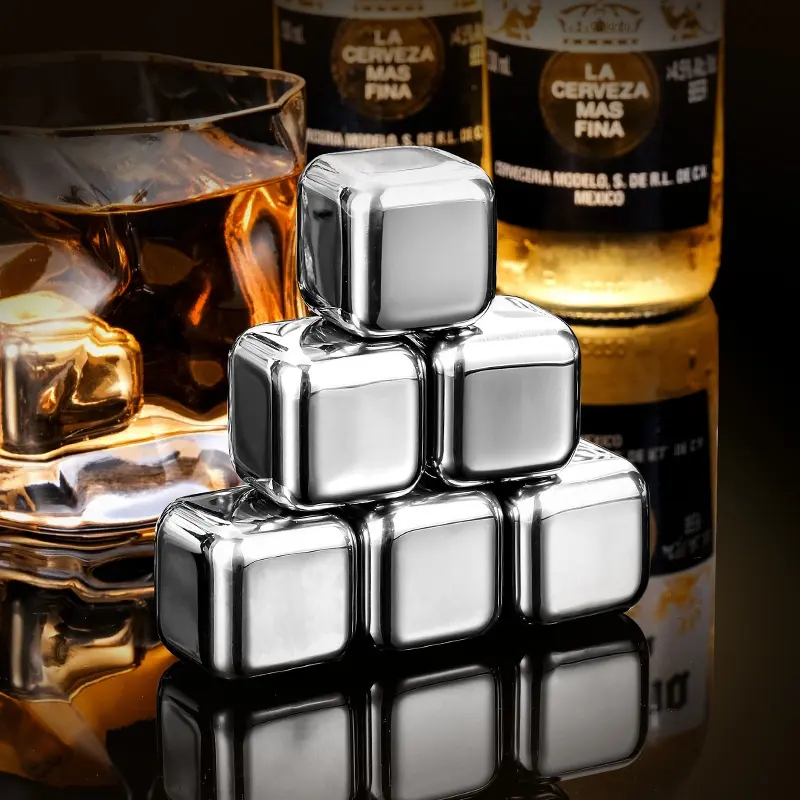 Cubos de hielo de Metal reutilizables de grado alimenticio, cubos de hielo para whisky de acero inoxidable, precios de competición, ofertas calientes