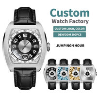 Montre de luxe OEM à complication heures sautantes mécanique, mouvement automatique Miyota 9015, boîtier tonneau, verre saphir, haute qualité, personnalisable