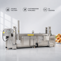 Machine de friture industrielle continue à bande transporteuse en acier inoxydable pour frites et chips