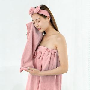 Wholesale <strong>Wrap</strong> Bath <strong>Towel</strong> with <strong>Velcro</strong> Soft Absorbent Spa 3 Pieces Bath <strong>Towel</strong> Set for Women - Product Image 2