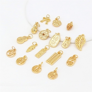 Colgante pequeño con diseño de ábaco y característica Fu, chapado en oro real de 18 quilates, que conserva el color, accesorio DIY para pendientes y pulseras D104 - Product Image 3