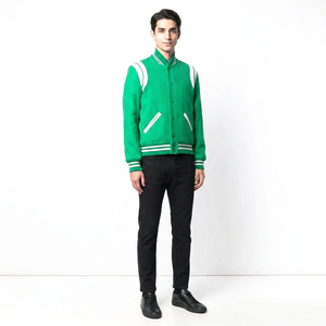 Custom Embroidery Front Logo 100% Cotton Vintage Winter <b>Men's</b> Varsity Bomber <b>Jacket</b> with OEM Service - Product Image 1
