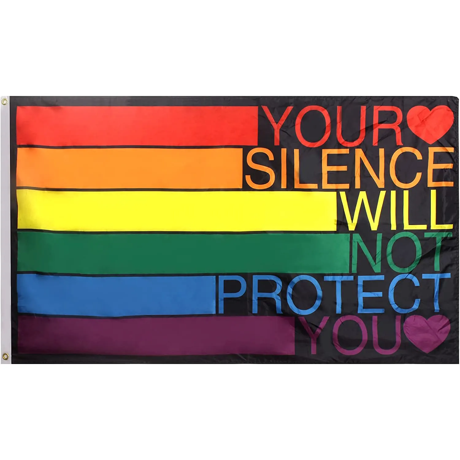 प्रोमोशनल उत्पाद गर्व इंद्रधनुष झंडा 3x5Ft गौरव झंडा आउटडोर सजावट, LGBT झंडा (अपने चुप्पी आप की रक्षा नहीं होगा)