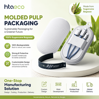 Boîte en pulpe de bagasse biodégradable et écologique avec logo personnalisé en relief pour câbles de données d'électronique grand public