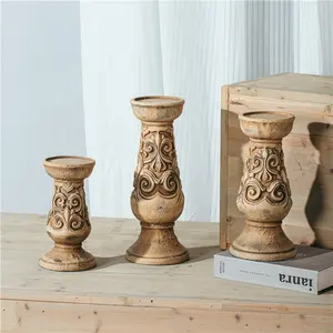 Classic design home decor desktop ornament candle stand cement candle candlestick holder for decoration