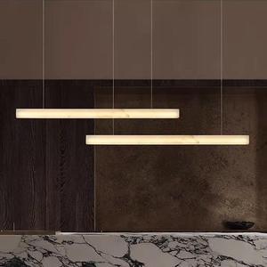 Barra de iluminación colgante de alabastro Art Deco, luz colgante lineal de mármol minimalista para comedor, sala de estar - Product Image 6